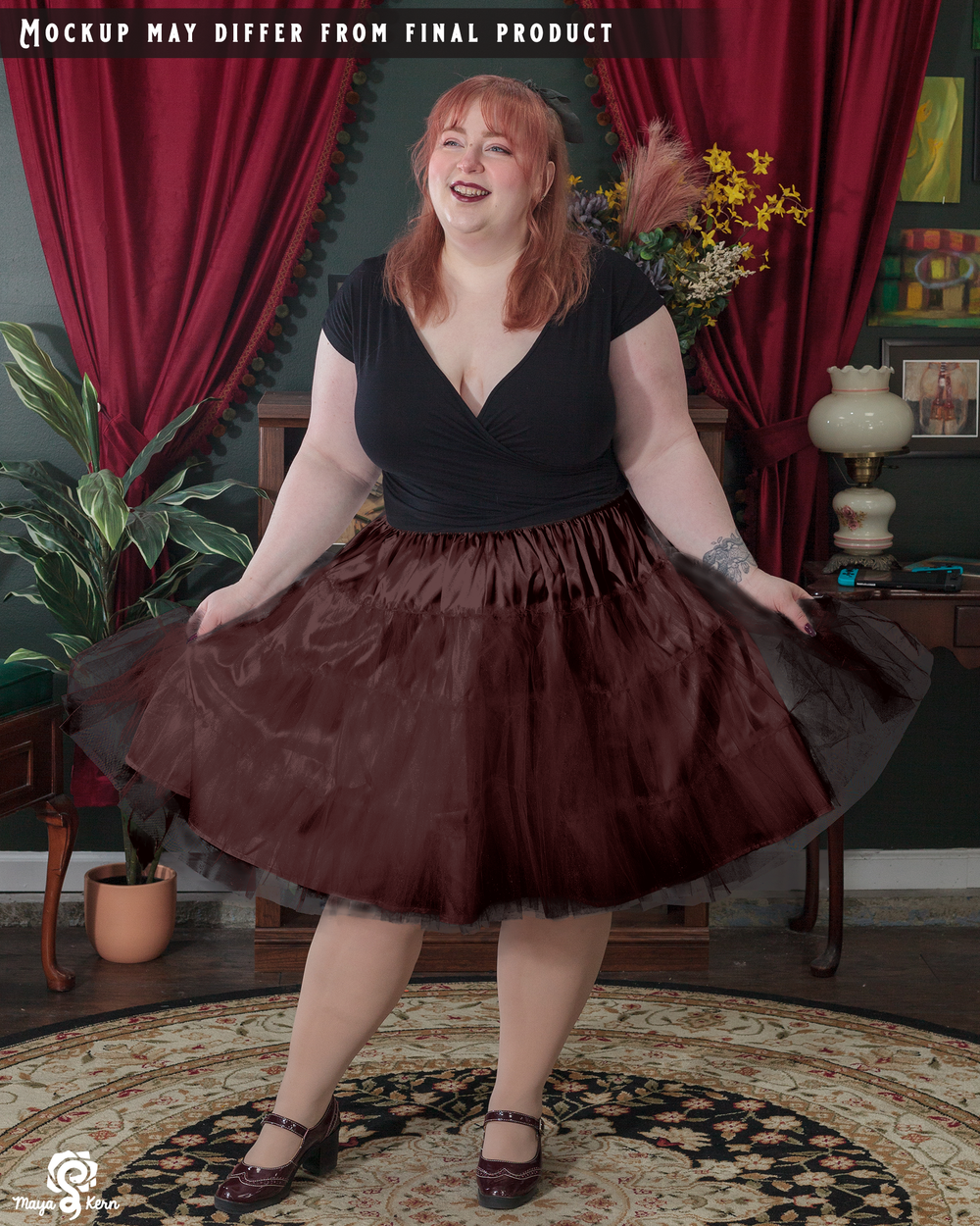 Chocolate Petticoat Midi Skirt