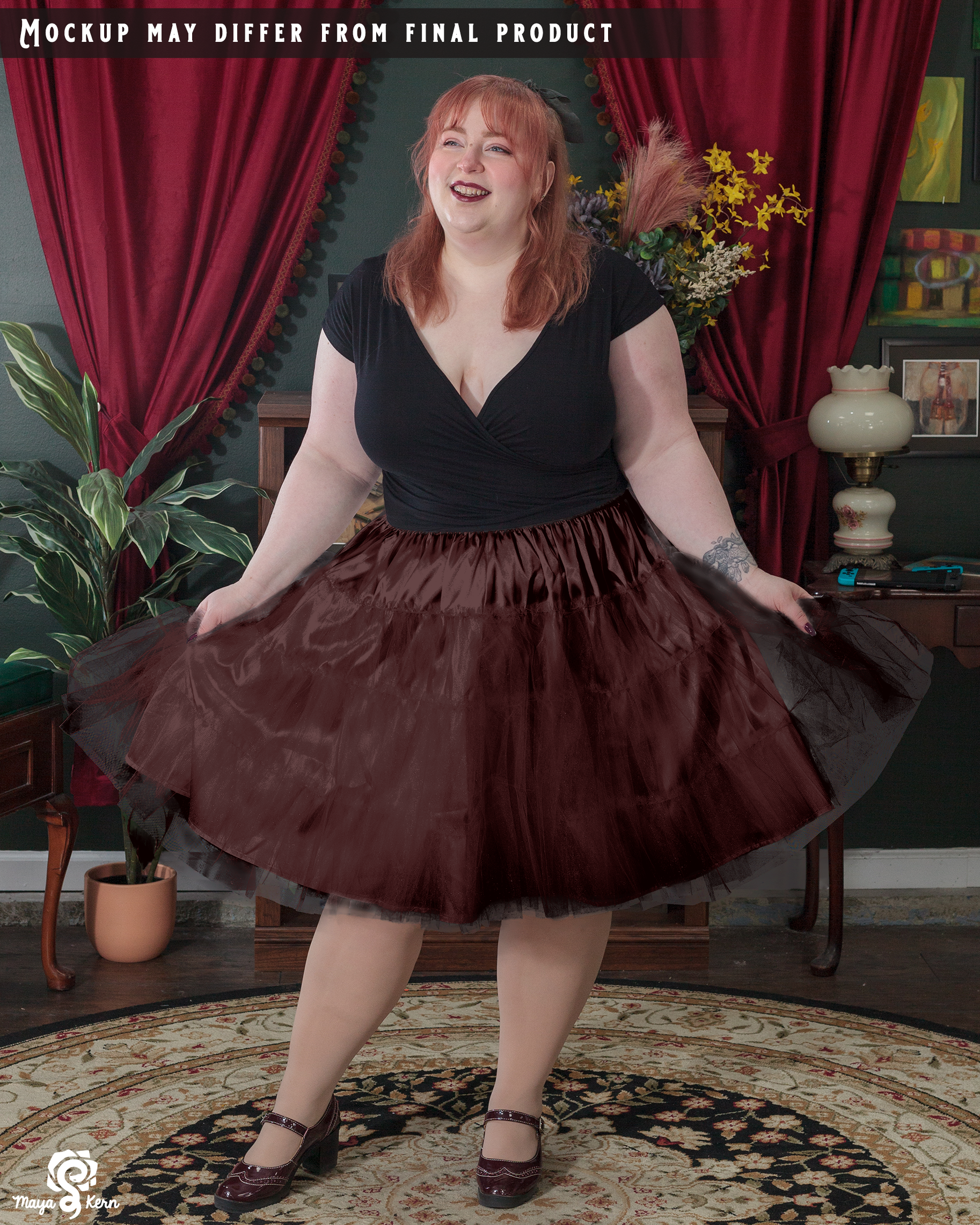 Chocolate Petticoat Midi Skirt