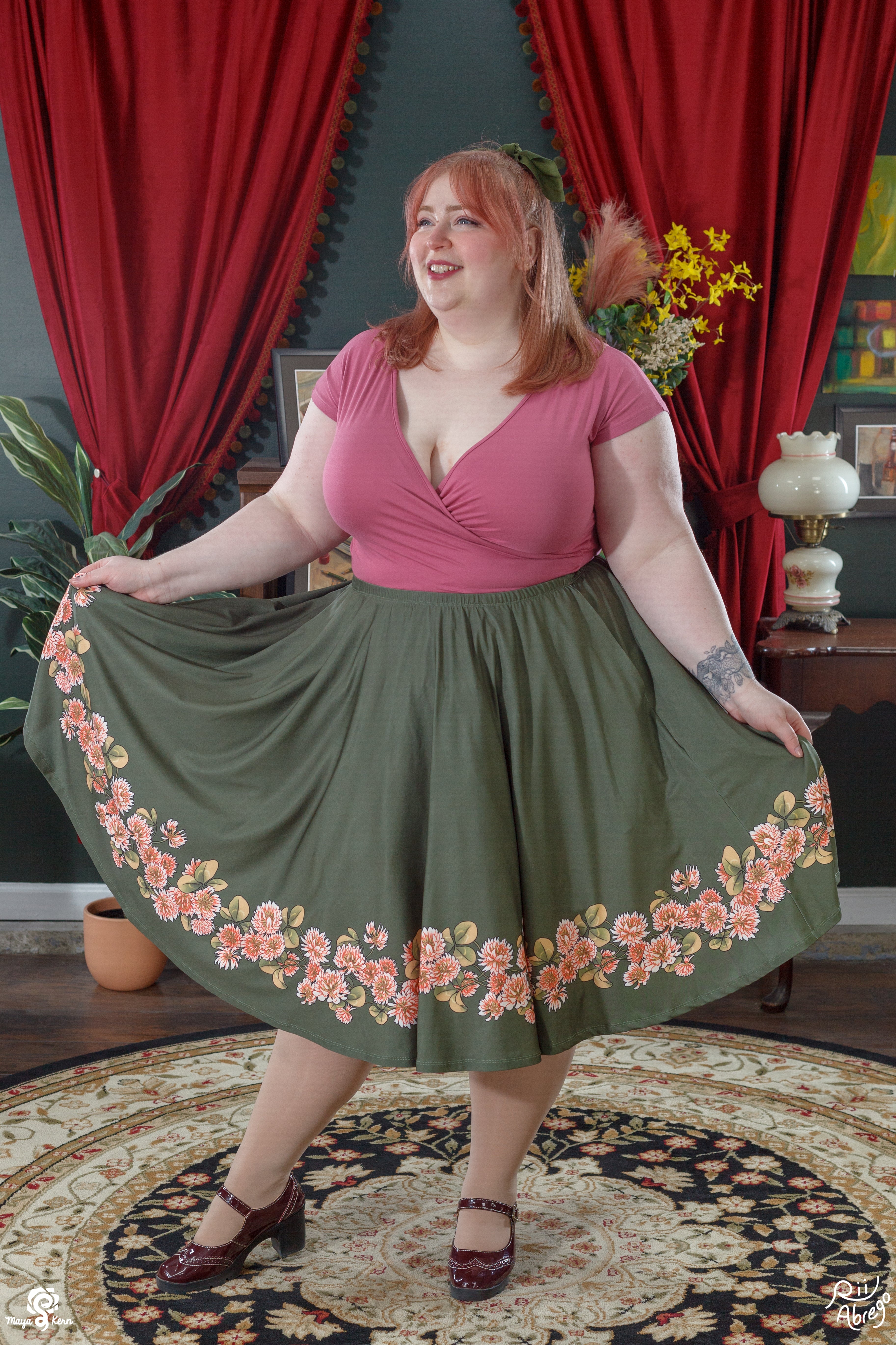 Collab Rii Abrego Clovers Midi Skirt