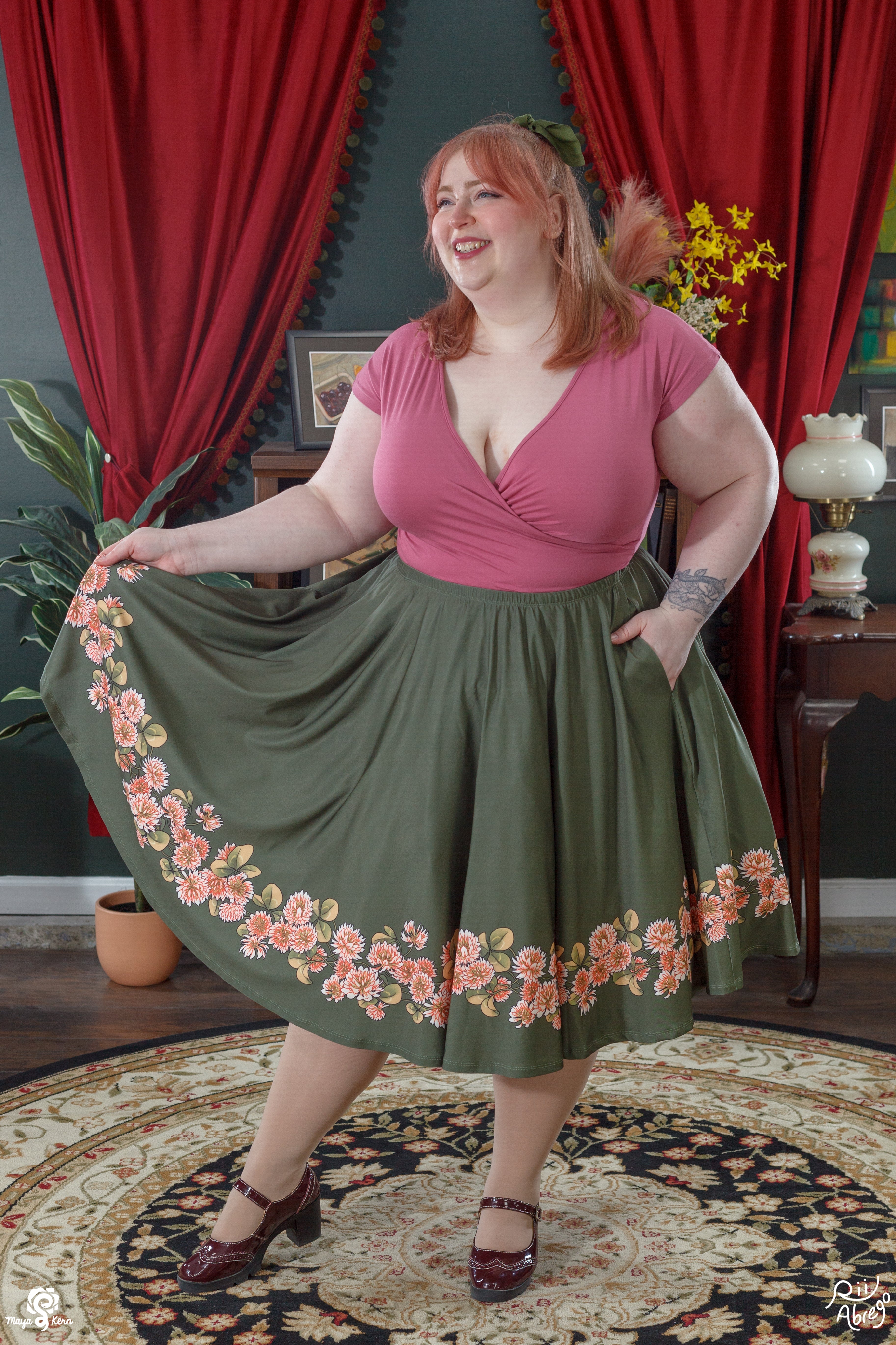Collab Rii Abrego Clovers Midi Skirt