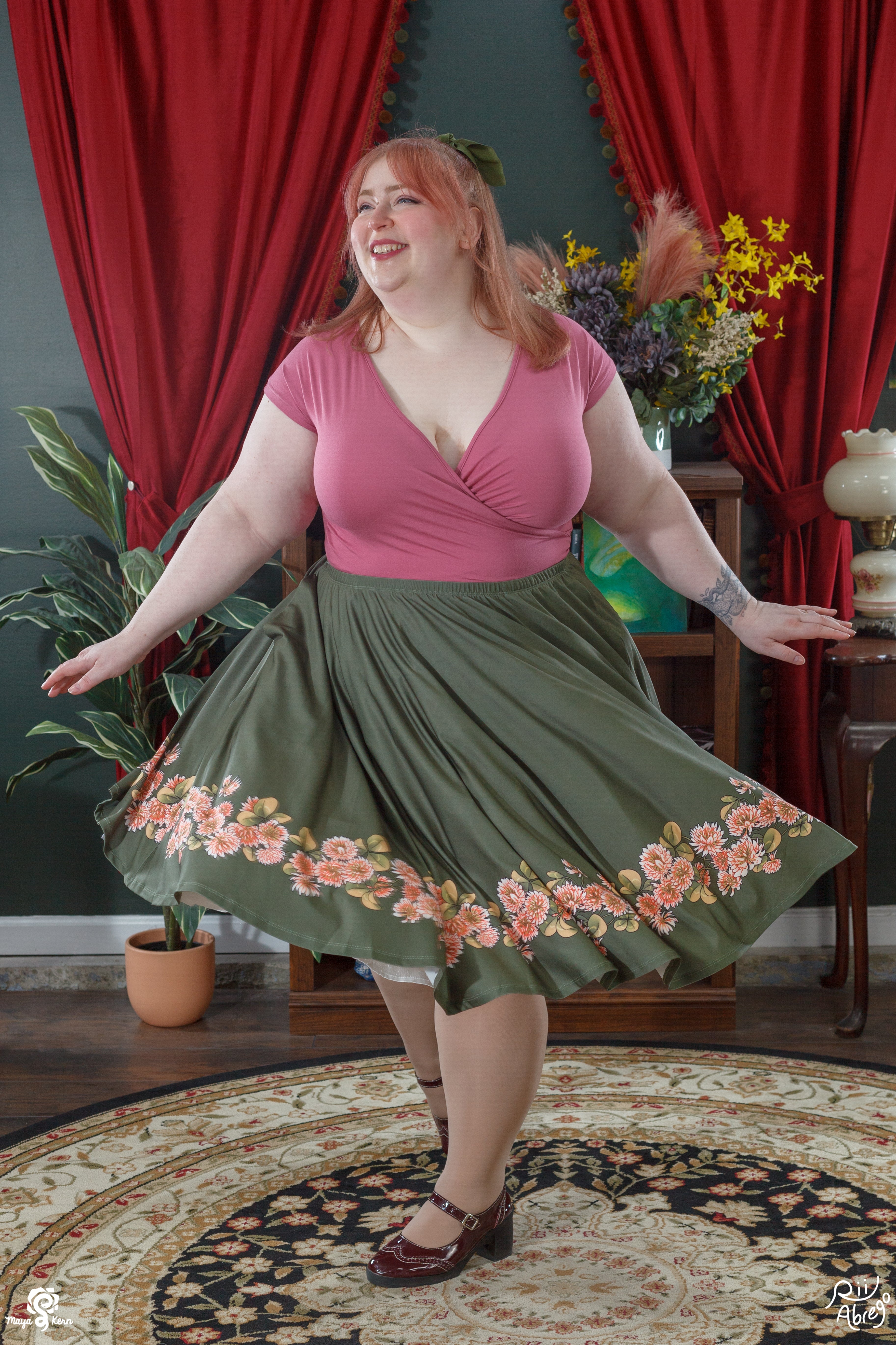 Collab Rii Abrego Clovers Midi Skirt