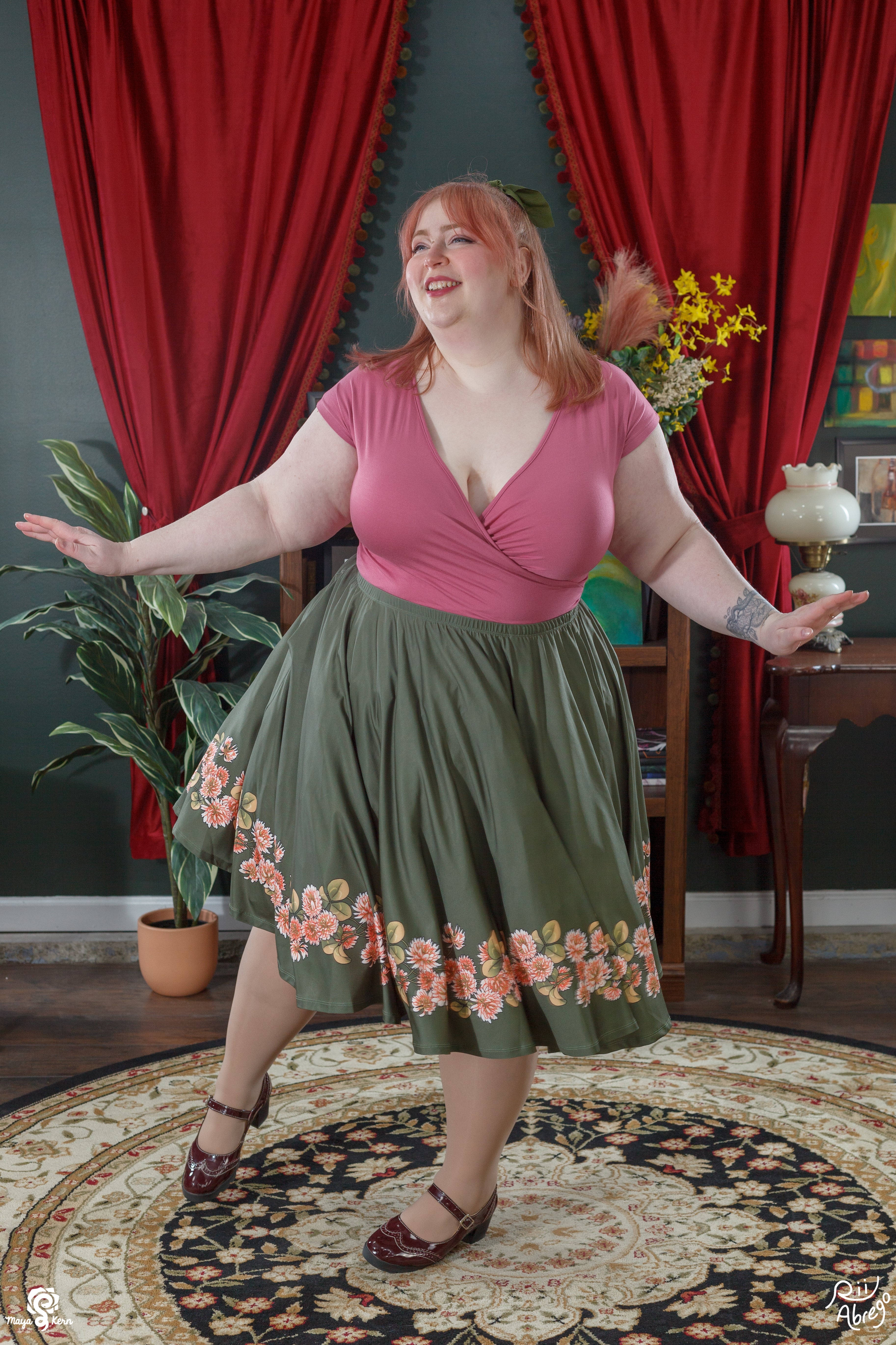 Collab Rii Abrego Clovers Midi Skirt