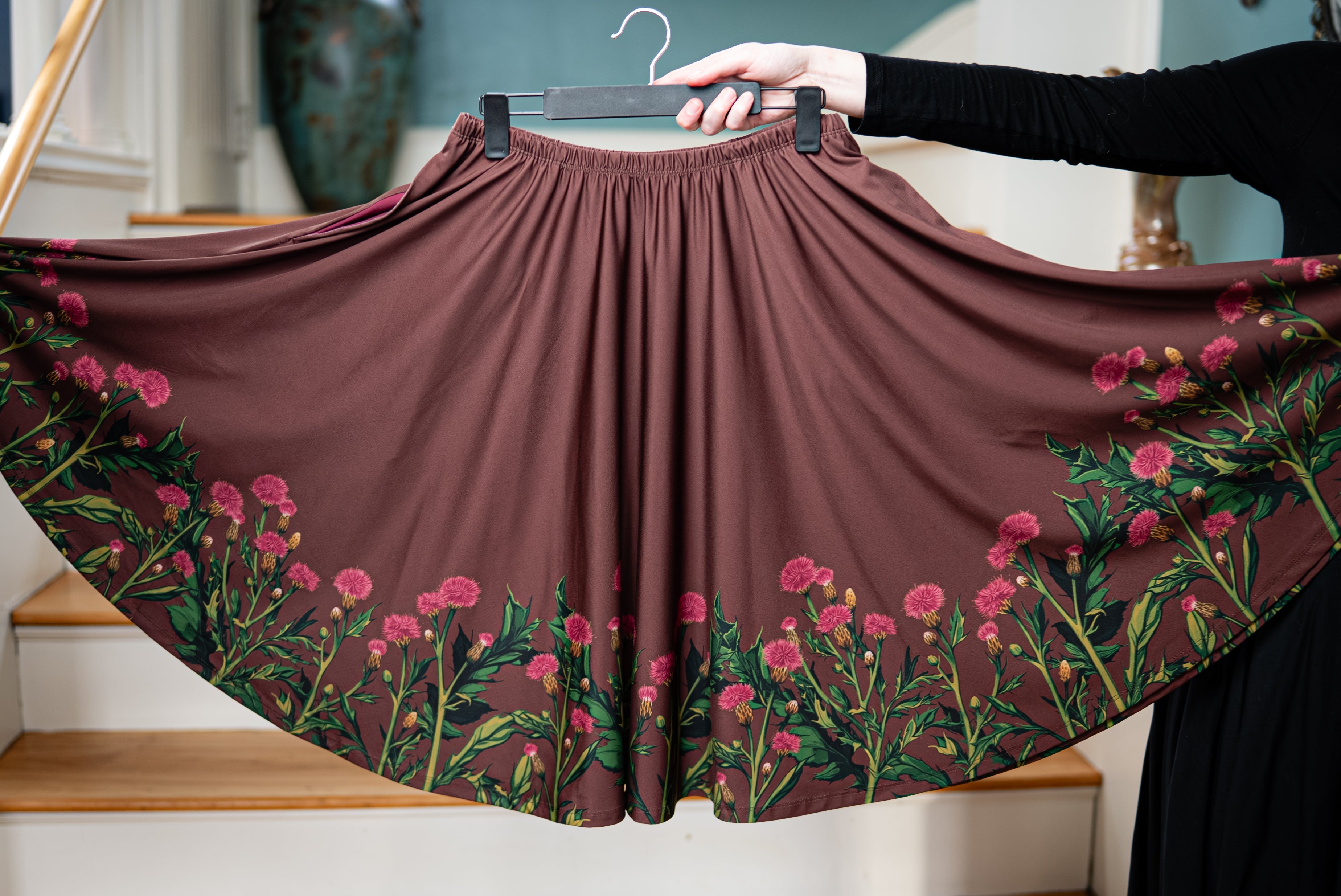 Thistles (Dark) Midi Skirt