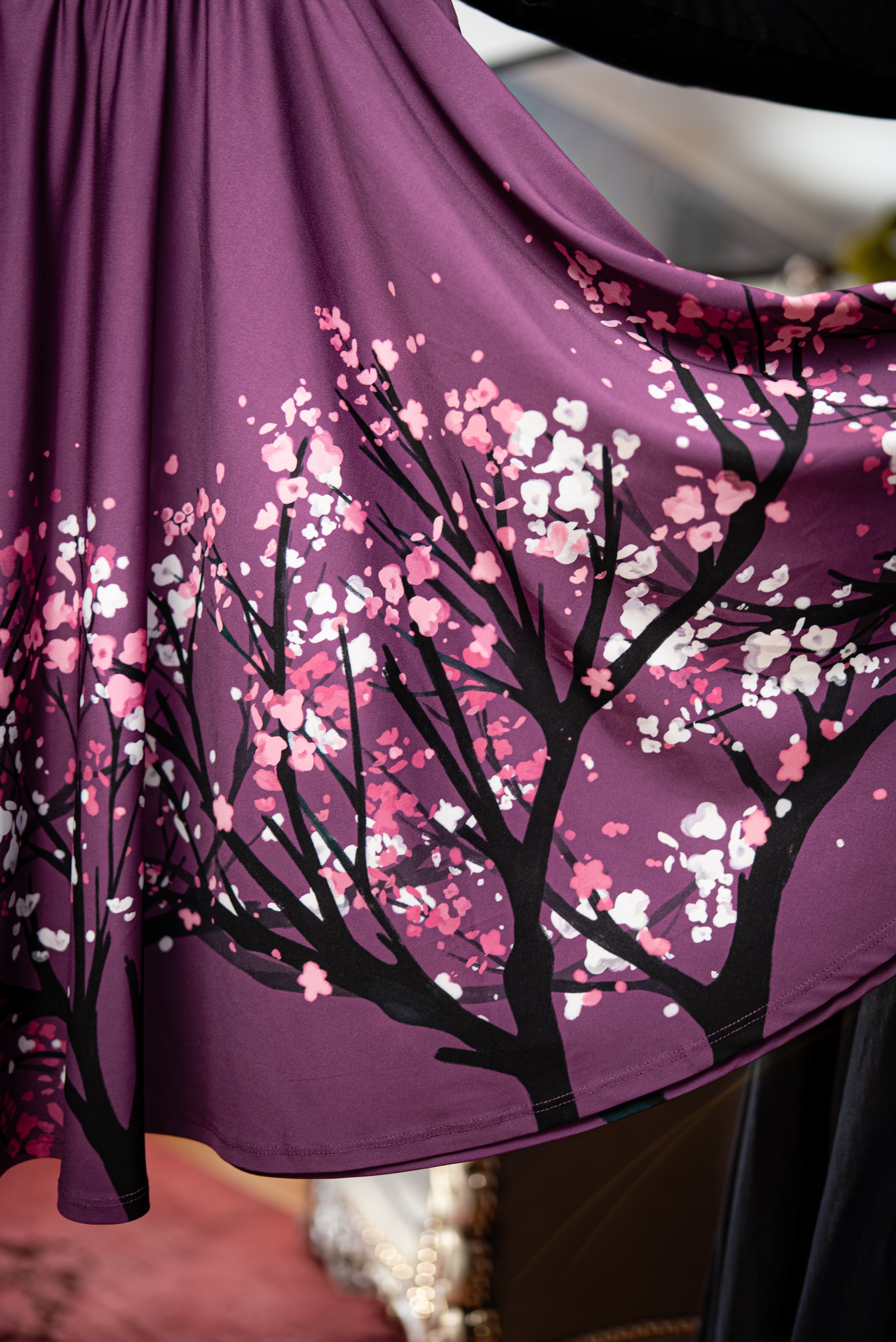 Cherry Tree (Purple) Midi Skirt