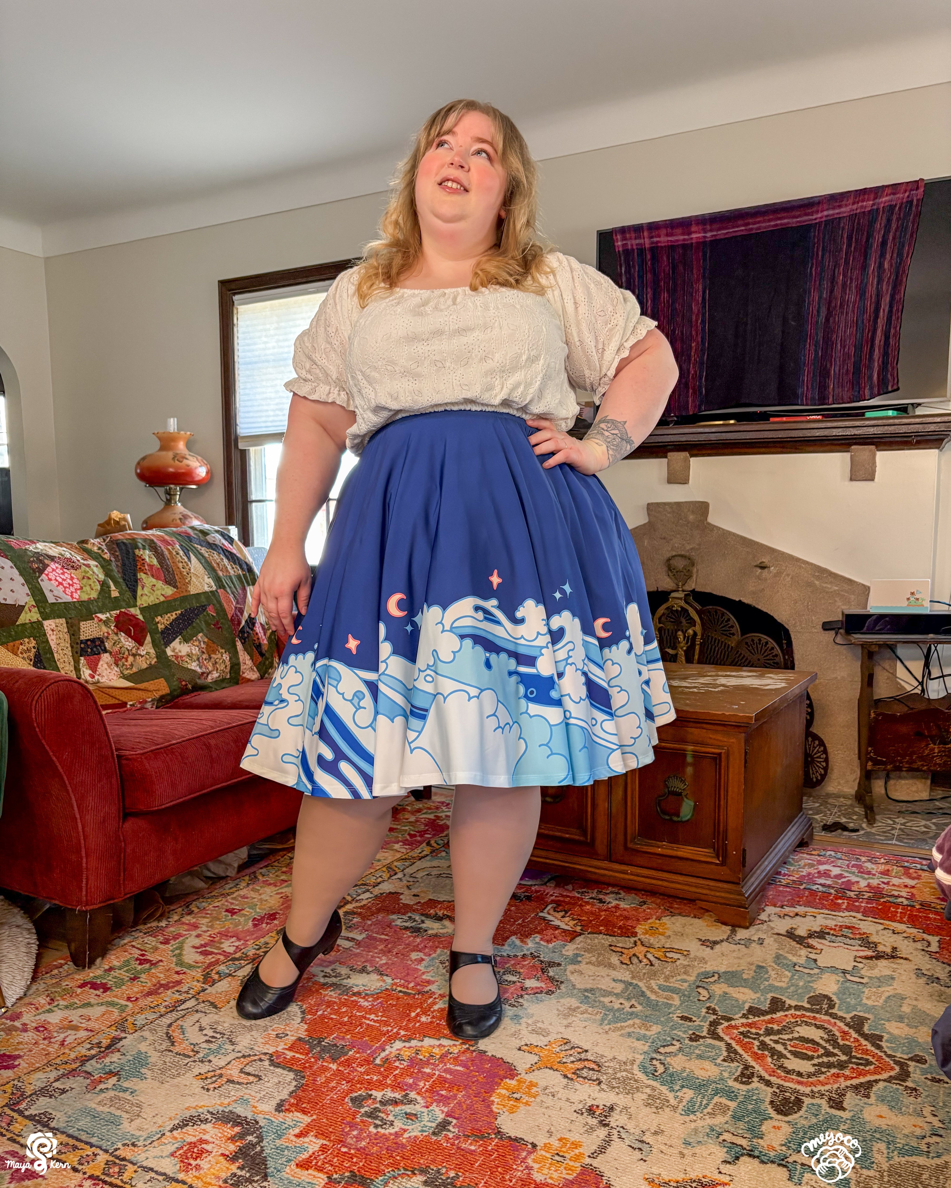 COLLAB: Meyoco Lapis Waves Midi Skirt