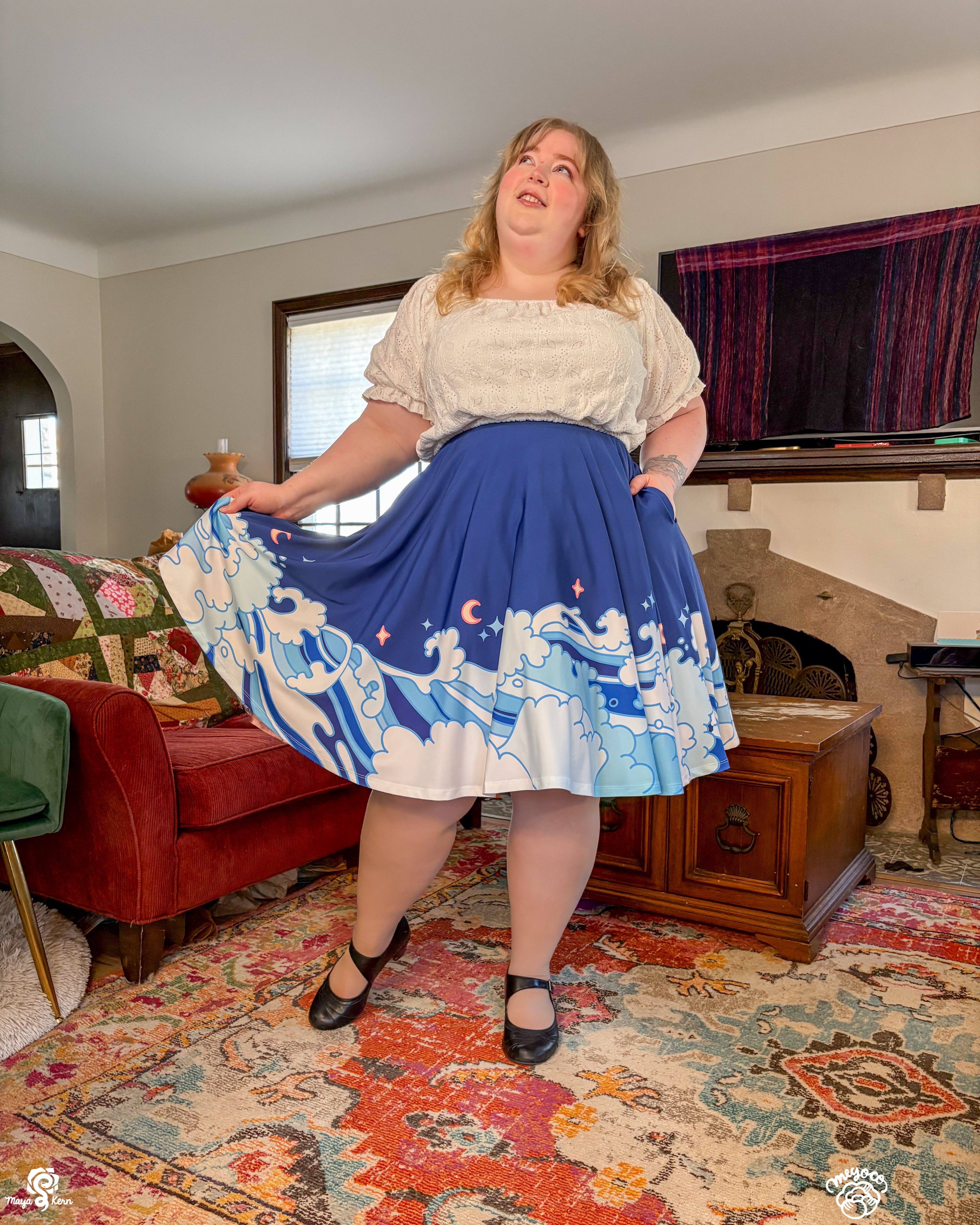 COLLAB: Meyoco Lapis Waves Midi Skirt