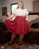 Hands Red Midi Skirt