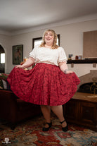 Hands Red Midi Skirt