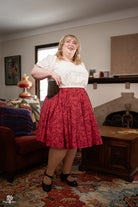 Hands Red Midi Skirt