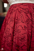 Hands Red Midi Skirt