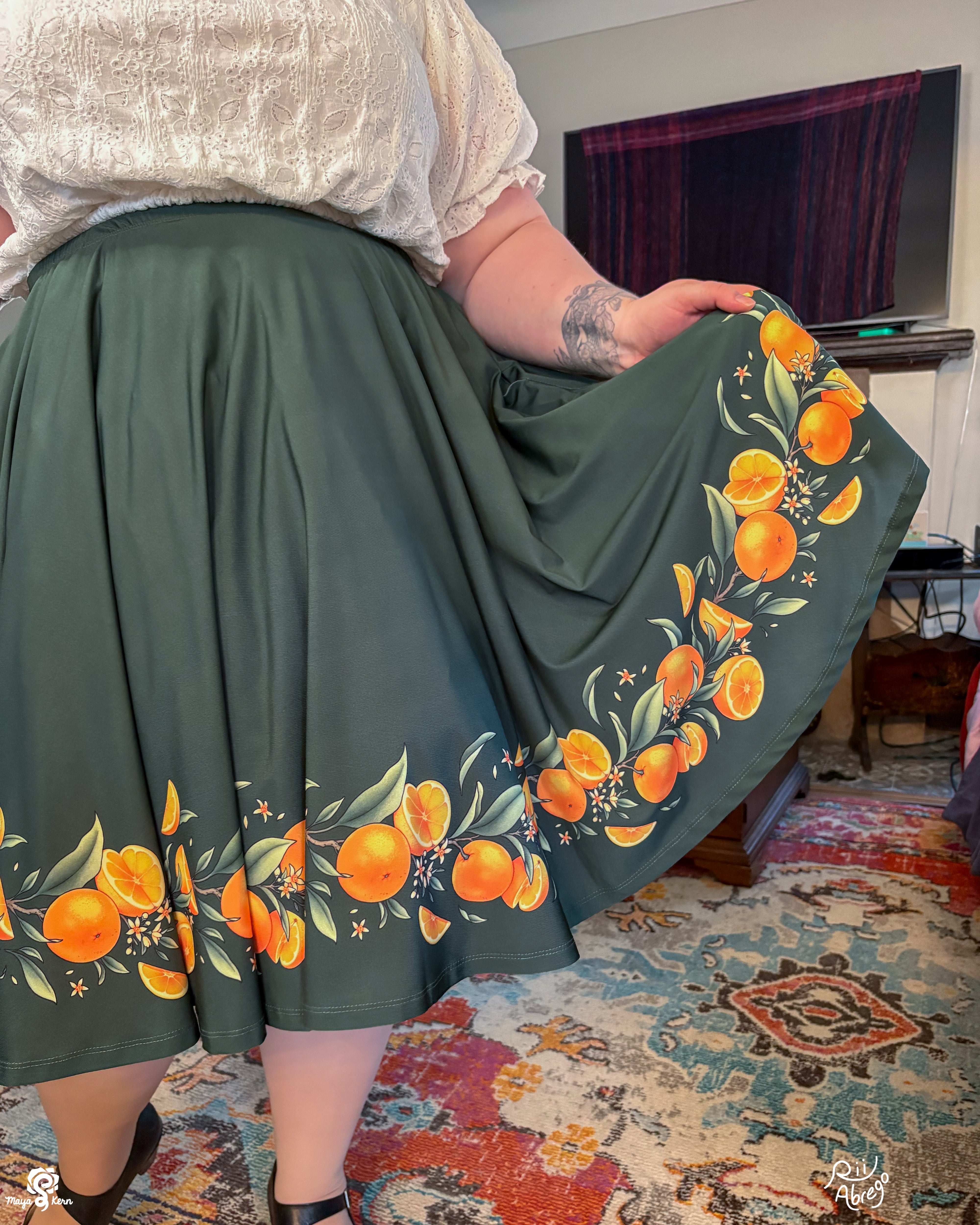 COLLAB: Rii Abrego Oranges Midi Skirt