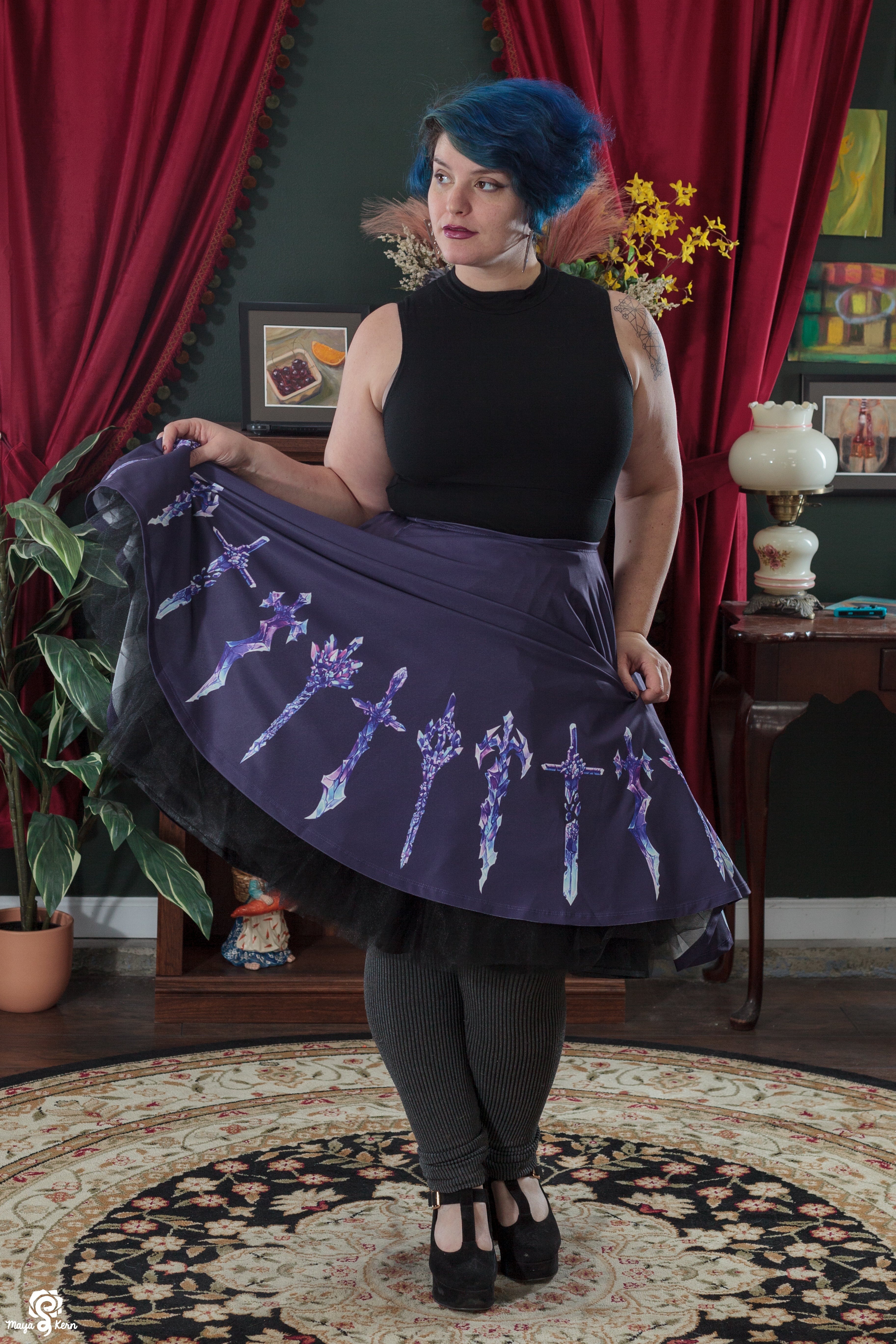 Black Petticoat Midi Skirt