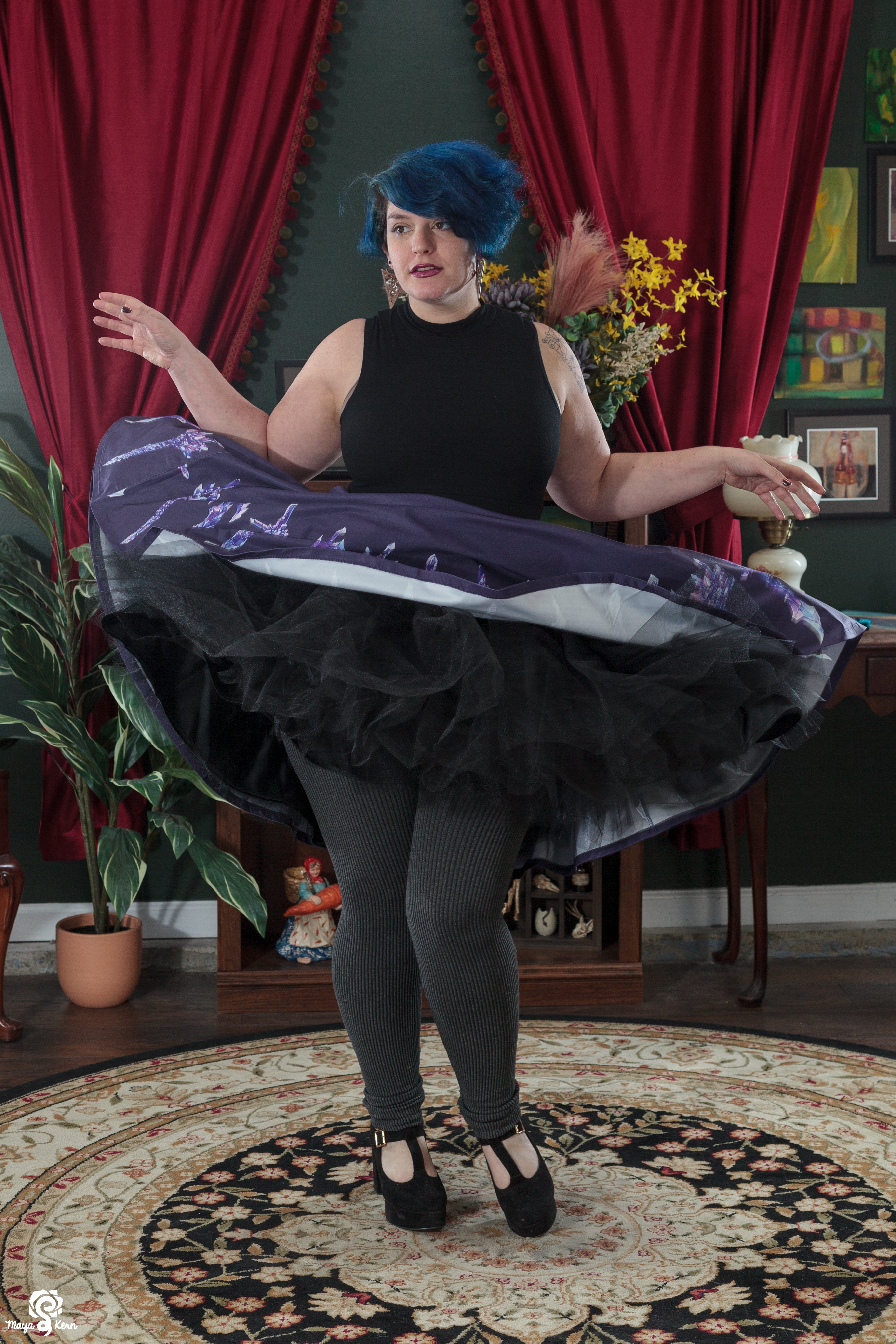 Black Petticoat Midi Skirt