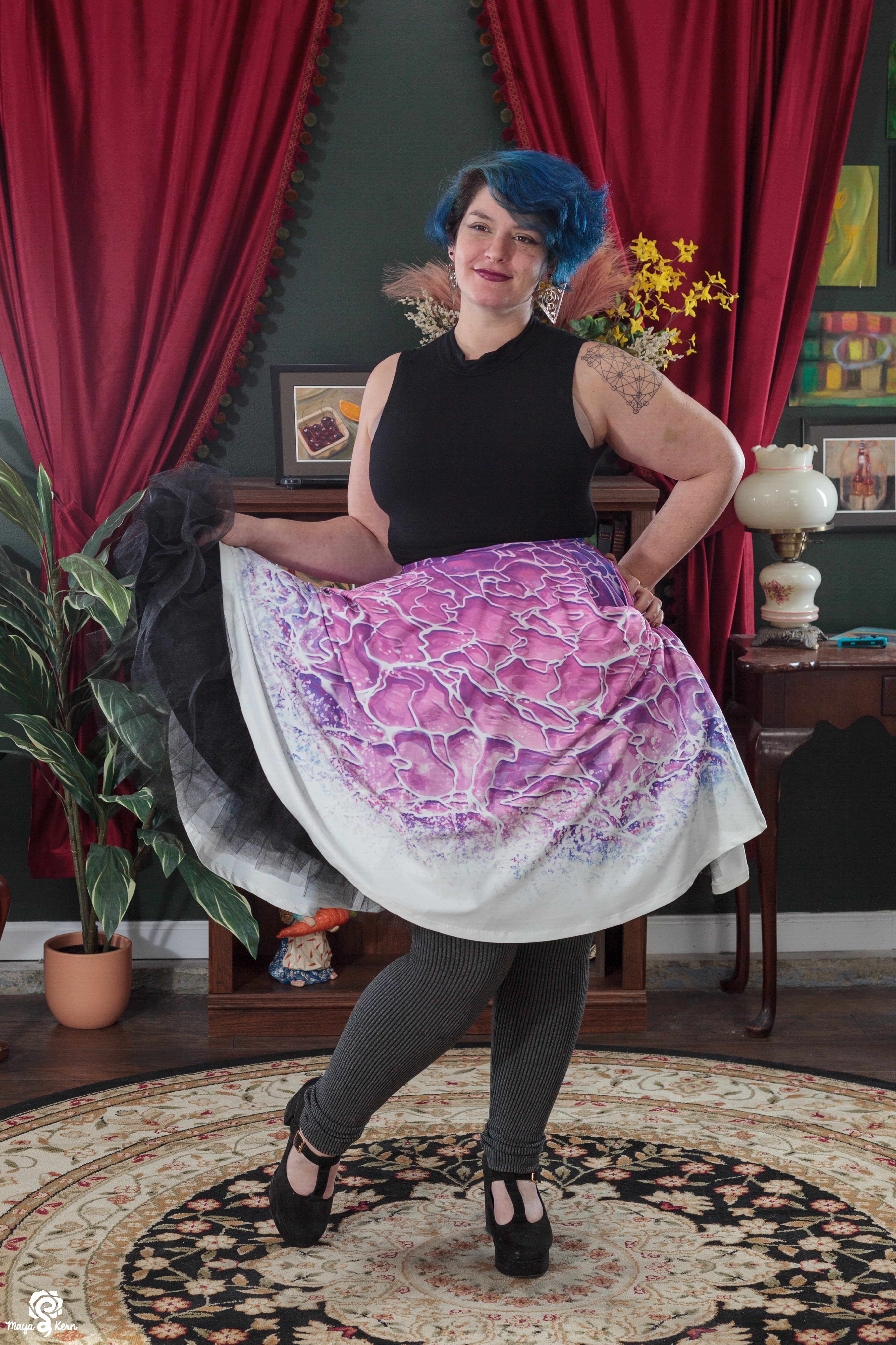 Black Petticoat Midi Skirt