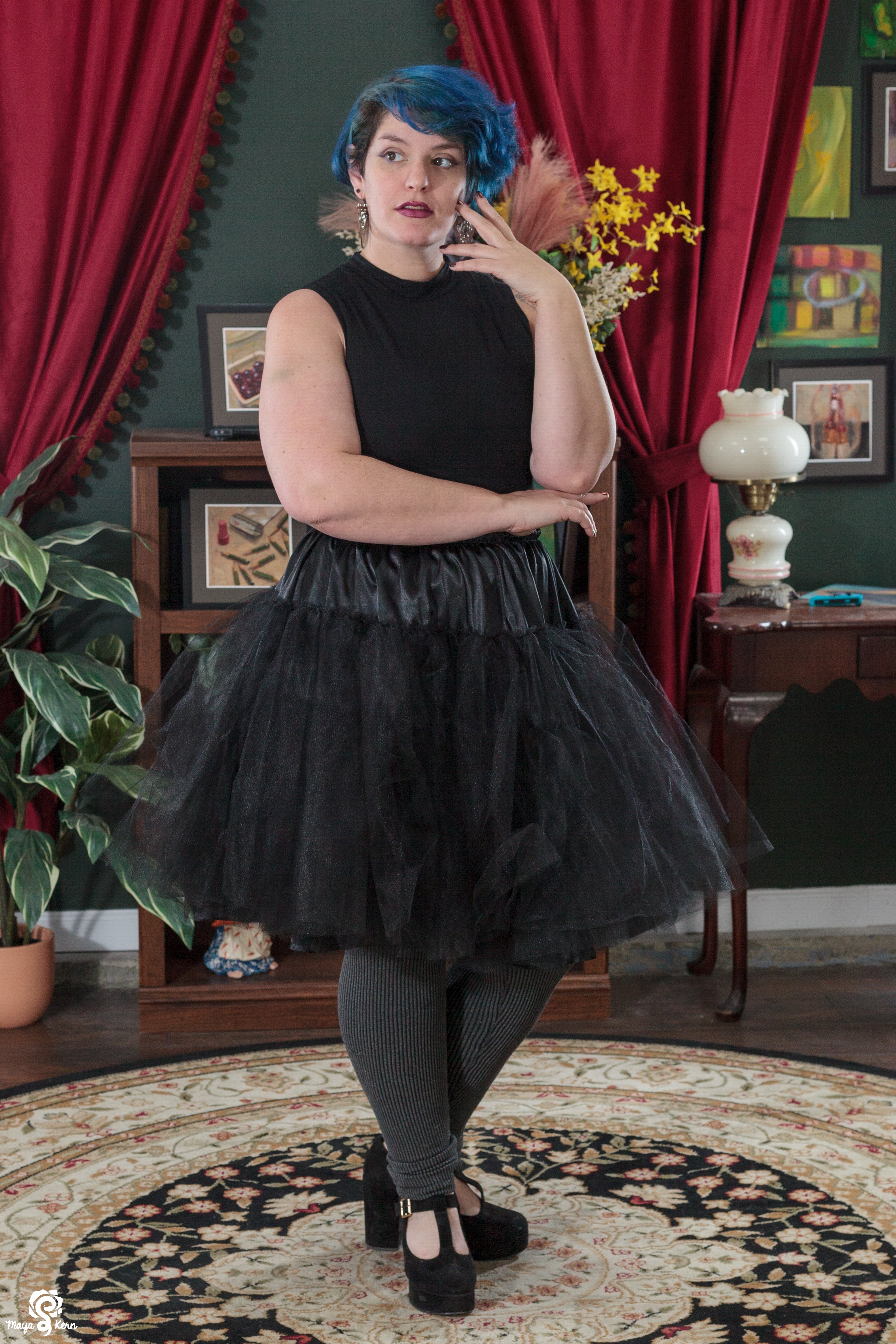 Black Petticoat Midi Skirt