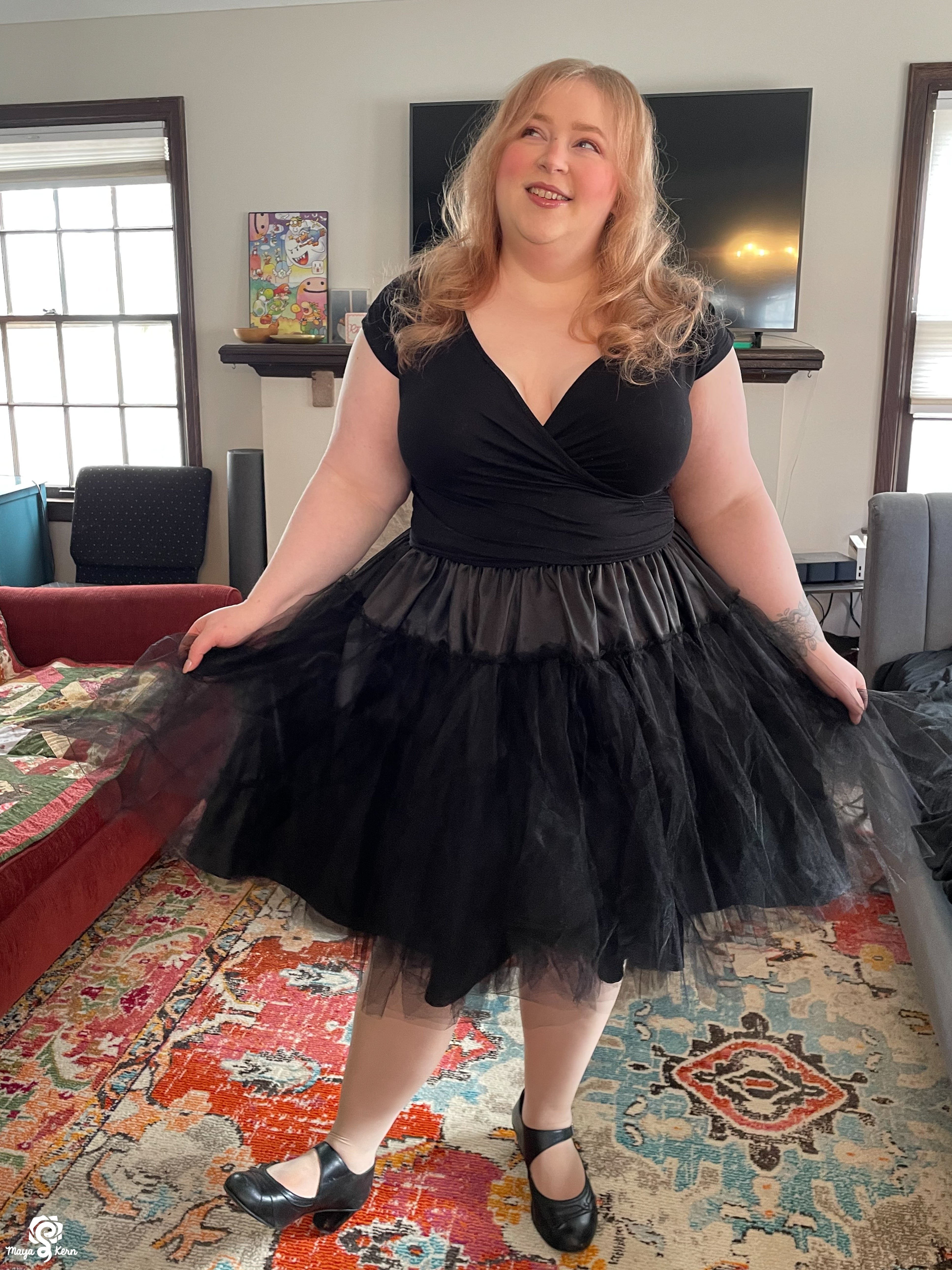Black Petticoat Midi Skirt