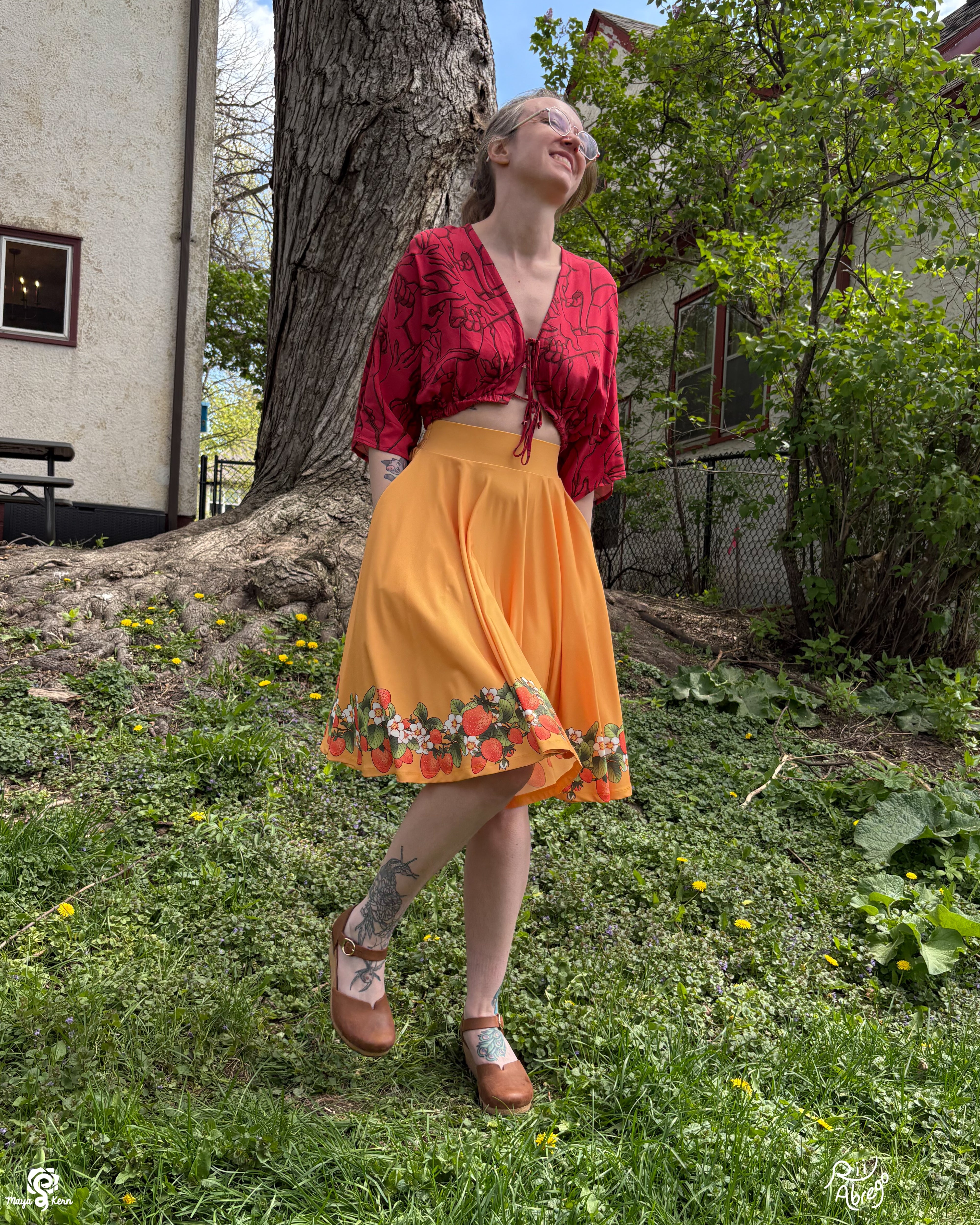 COLLAB: Rii Abrego Strawberry Yellow Circle Skirt
