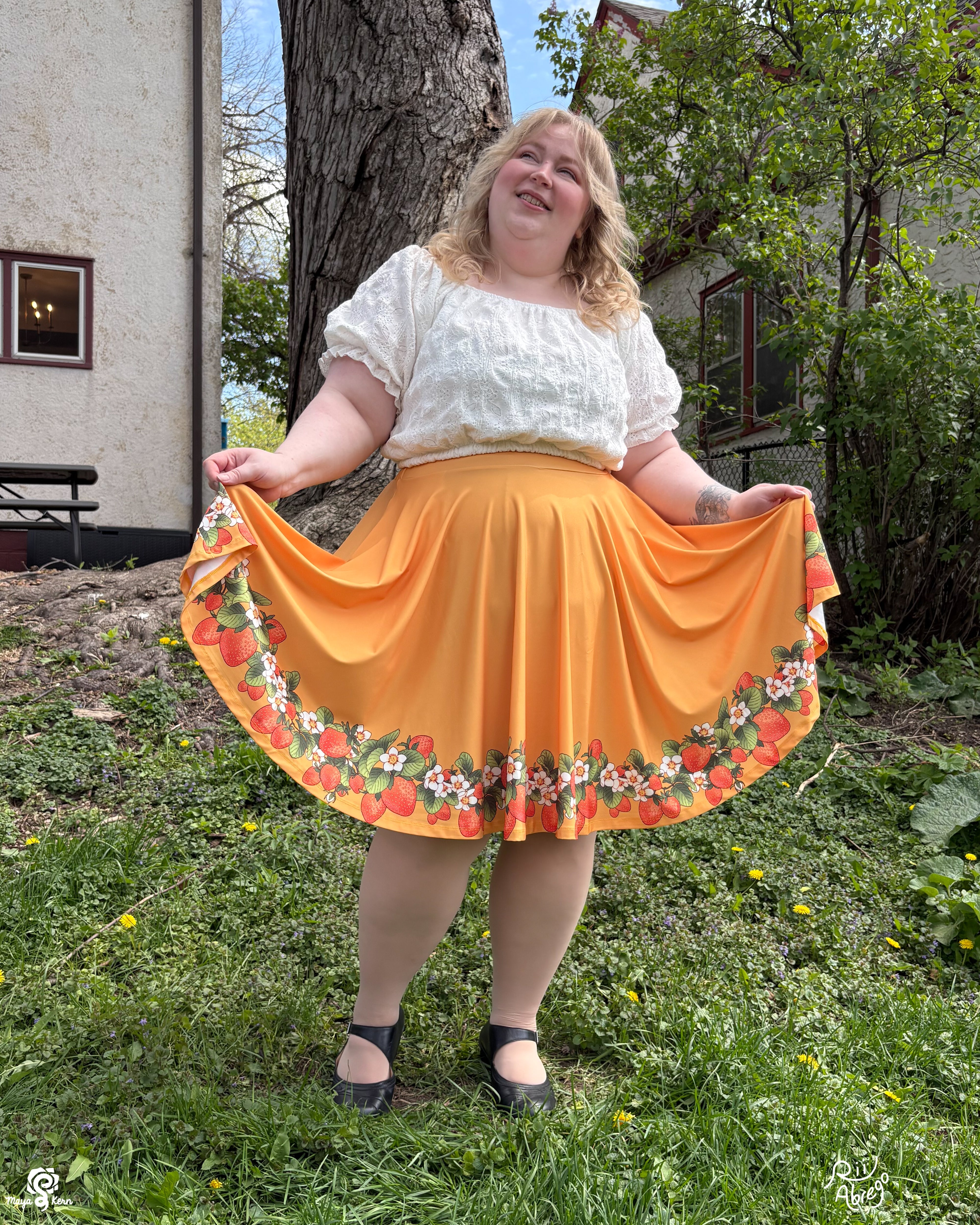 COLLAB: Rii Abrego Strawberry Yellow Circle Skirt