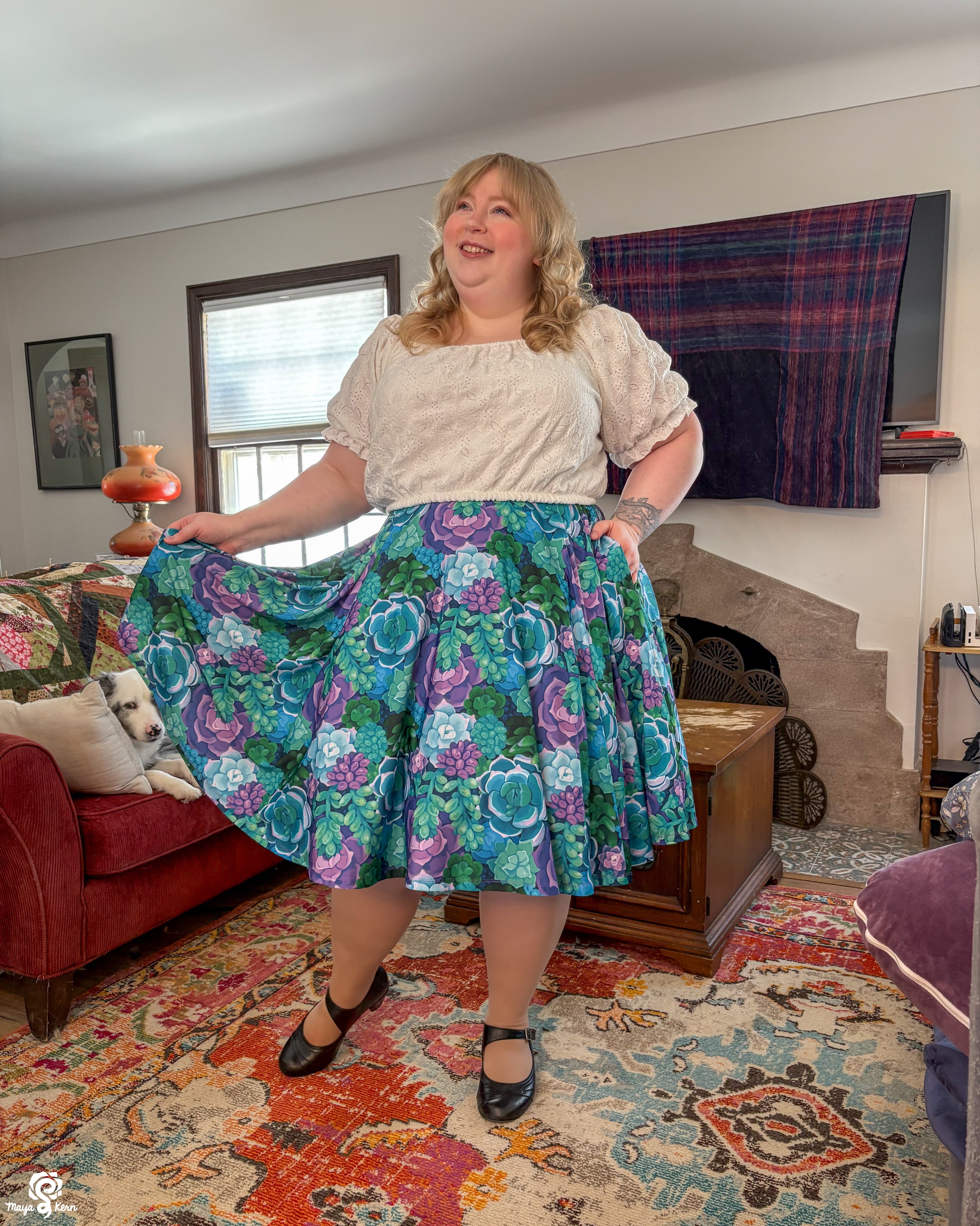 Succulents Midi Skirt