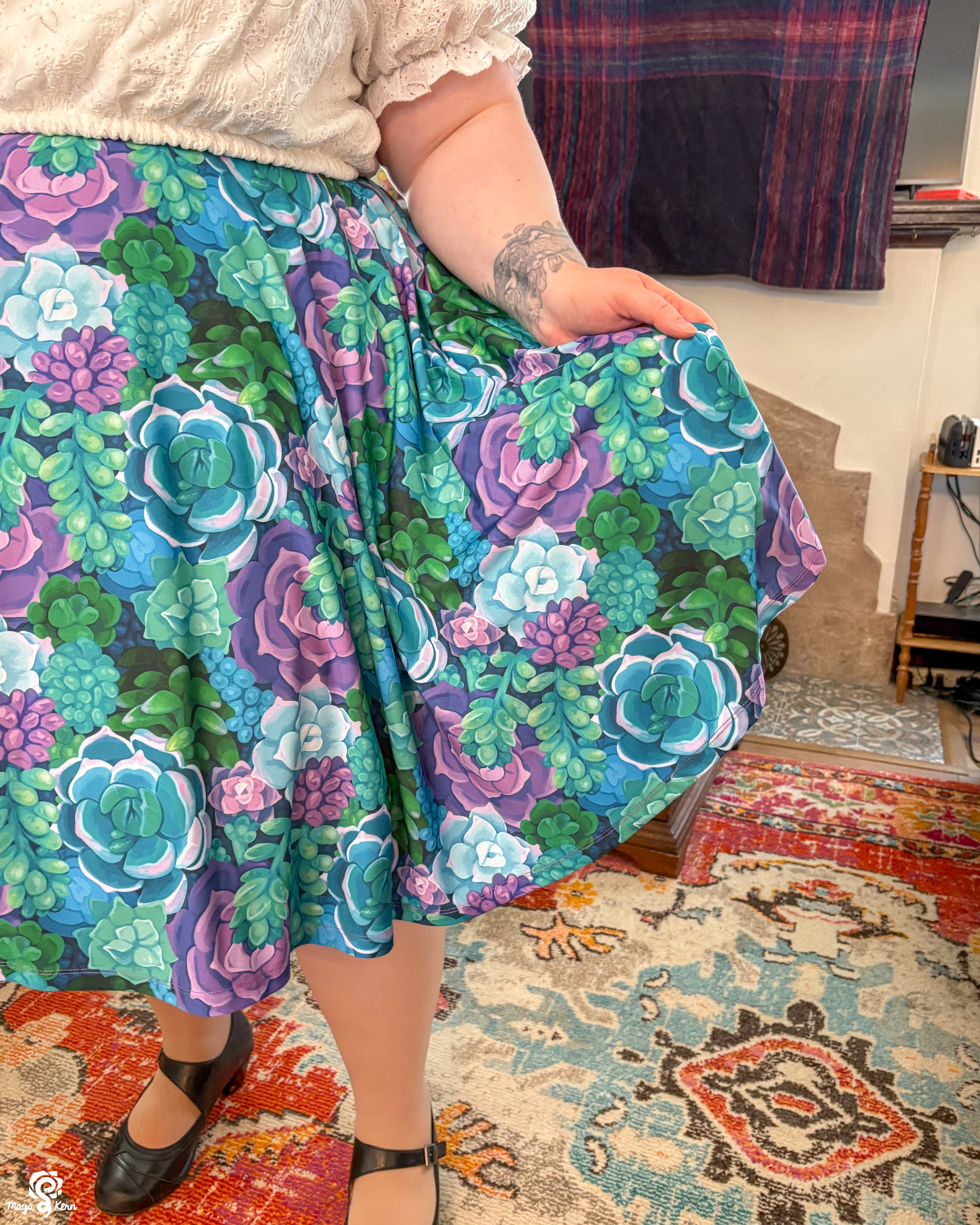 Succulents Midi Skirt