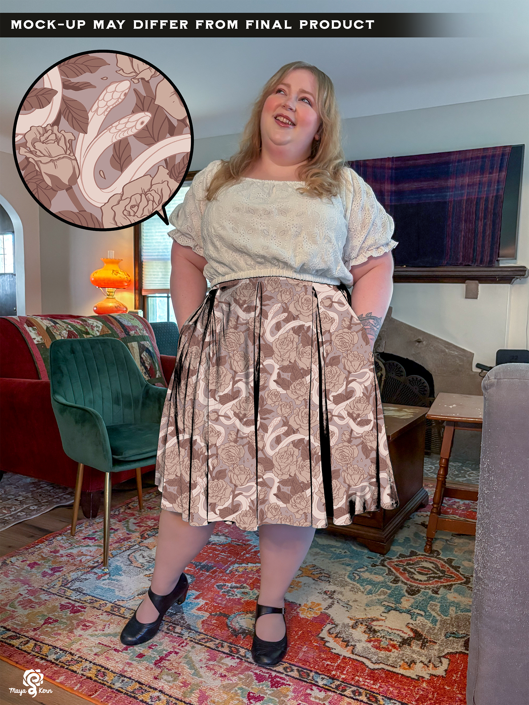 [PREORDER] Hiss Latte Cotton Pleated Midi Skirt
