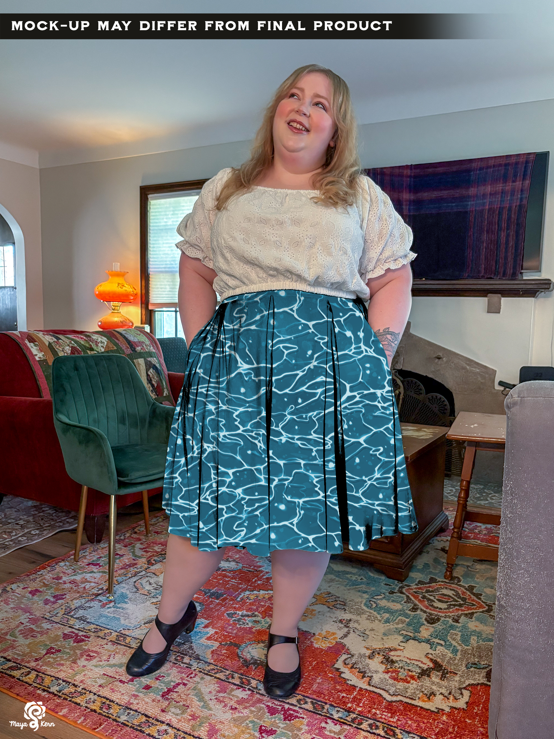 [PREORDER] Ocean Cotton Pleated Midi Skirt
