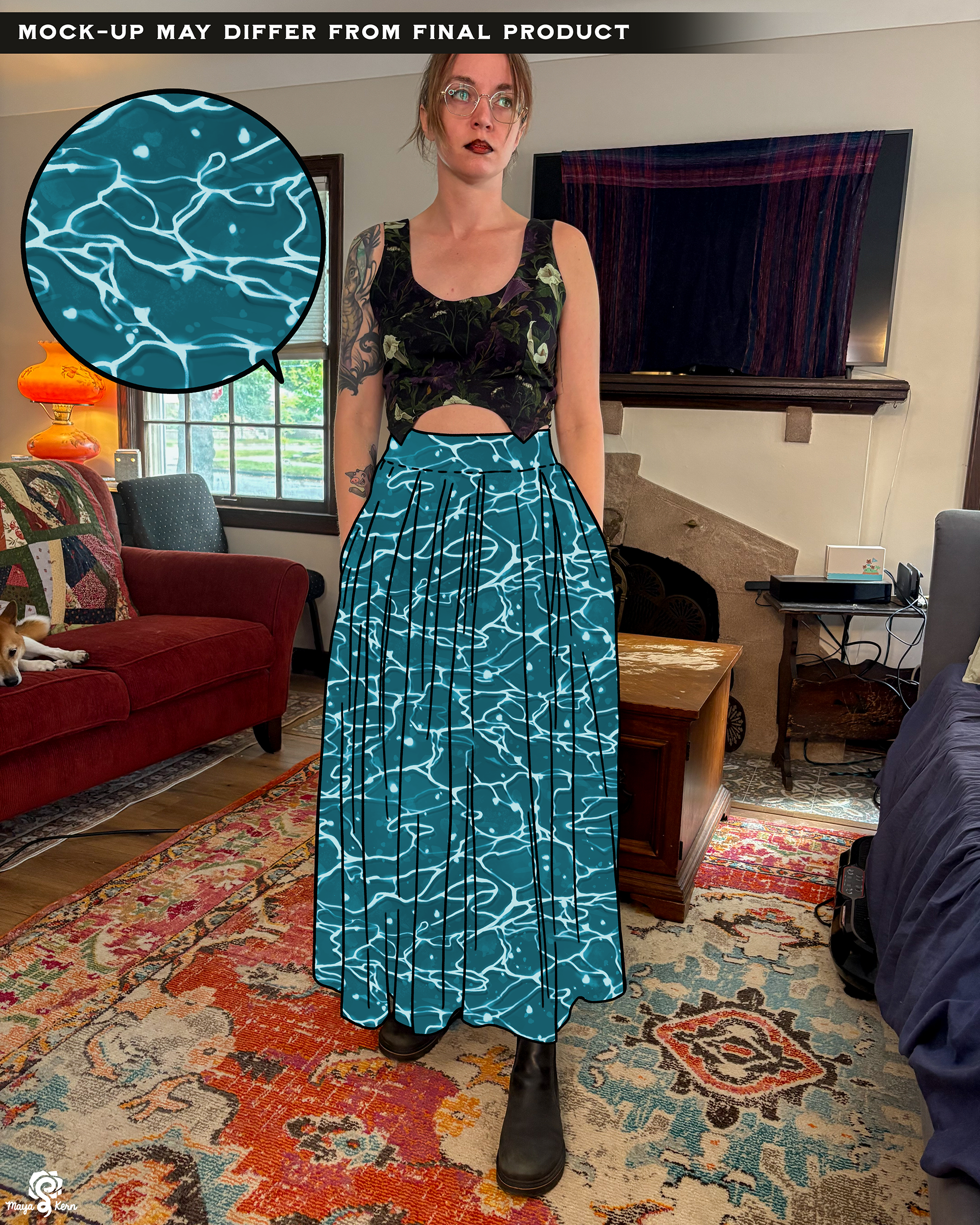 [PREORDER]Ocean Cotton Pleated Maxi Skirt