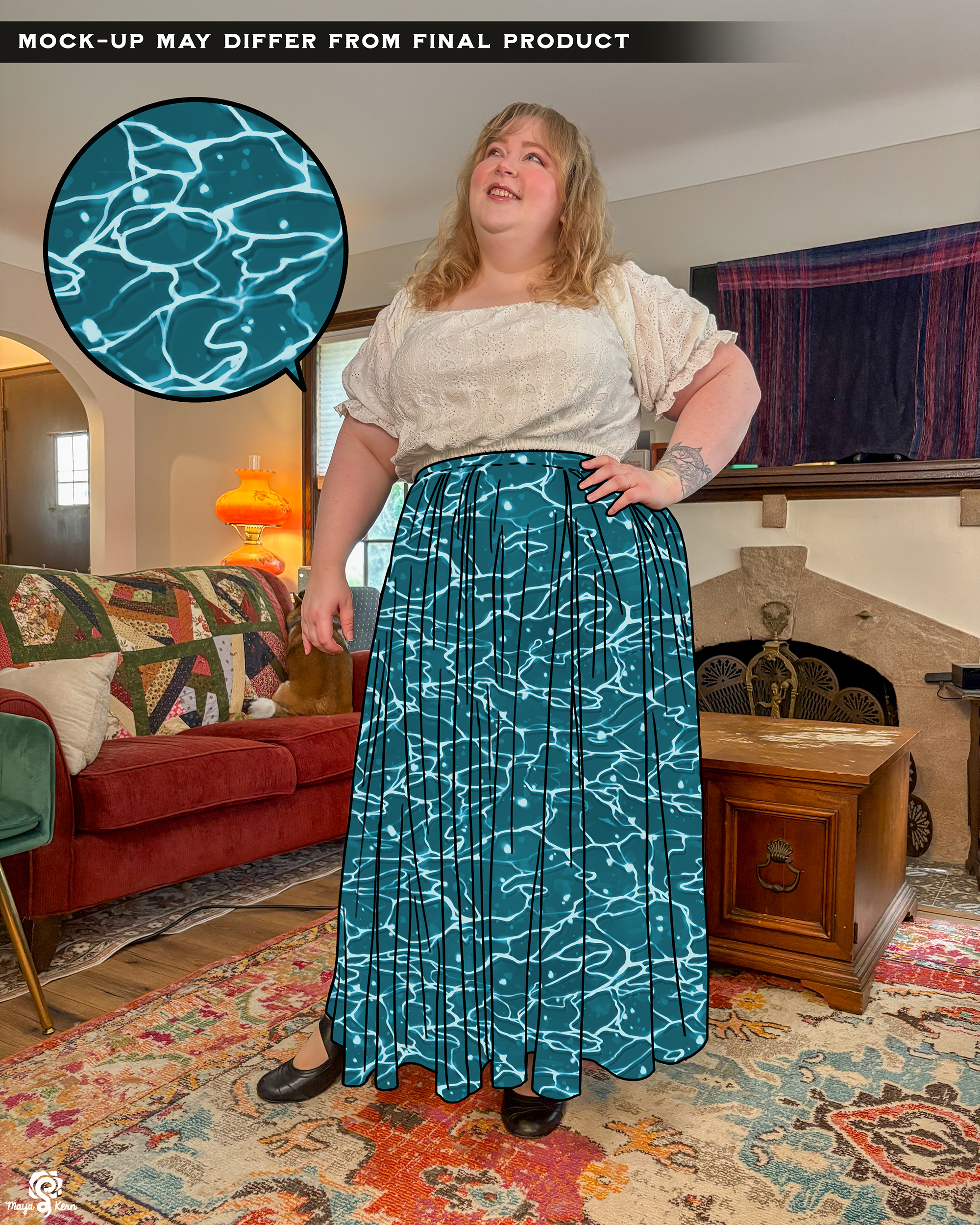 [PREORDER]Ocean Cotton Pleated Maxi Skirt