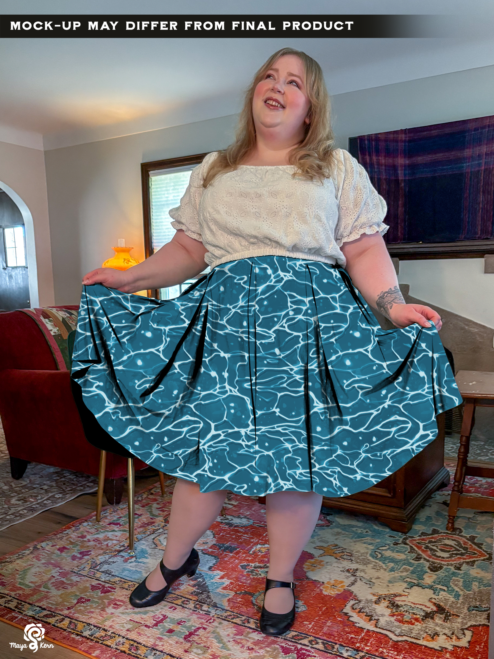[PREORDER] Ocean Cotton Pleated Midi Skirt